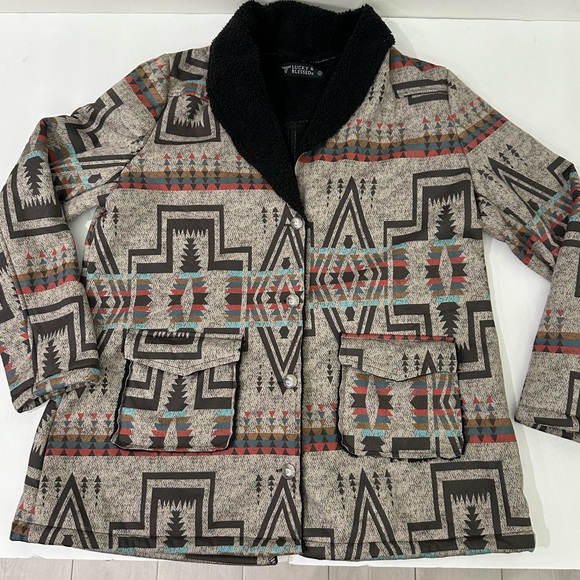 Lucky & Blessed Aztec Sherpa Jacket size Medium - Picture 3 of 16